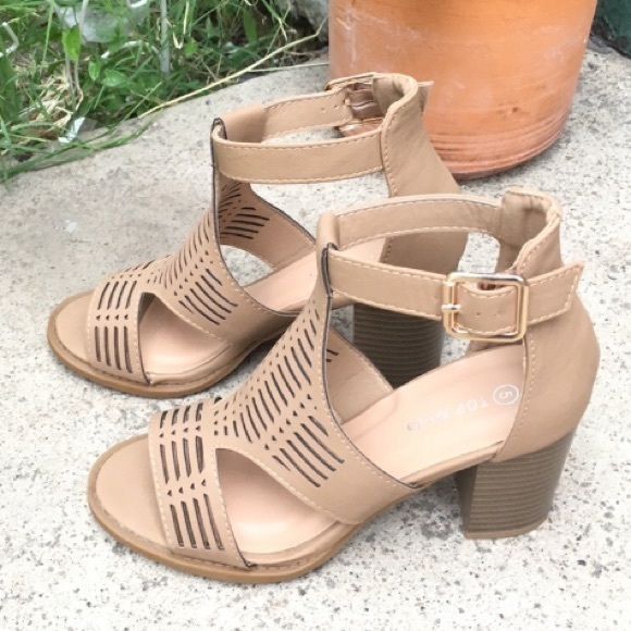 Shoes - Perforated Tan Heels
